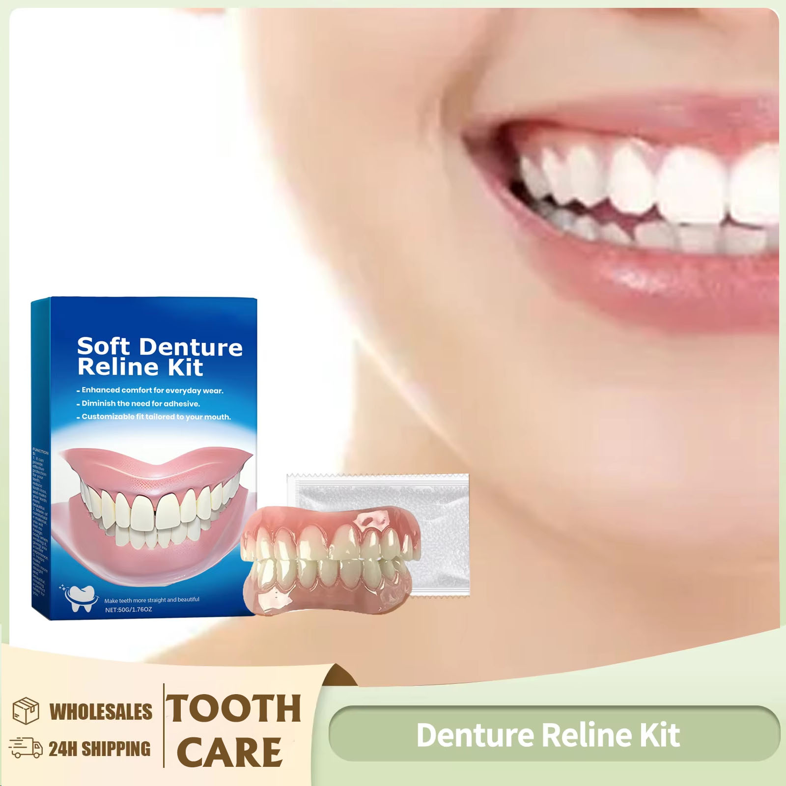 Teeth Whitening Kit - Denture Reline Kit Silicone Liners Soft