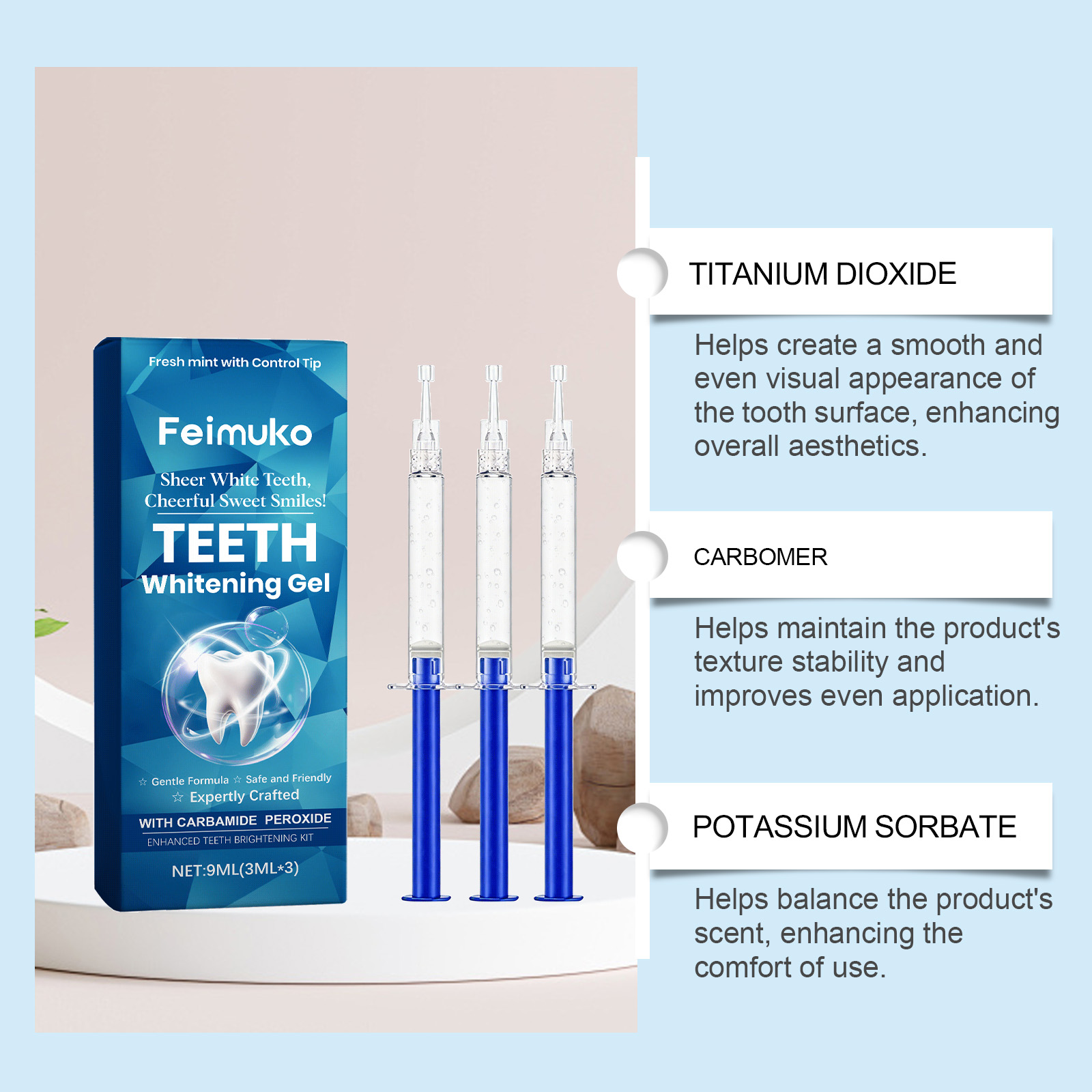 Feimuko Teeth Whitening Gel 3P - đánh giá và giá Teeth Whitening Kit